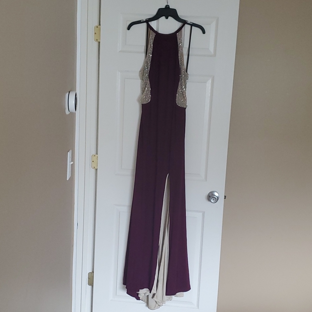 Xscape high neck halter sheath dress